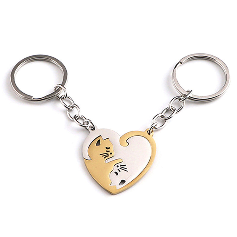 Wholesale Love Cat Stainless Steel Keychains
